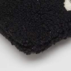 Pre Owned Balenciaga Black/White Shearling Logo Zip Pouch