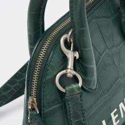 Balenciaga Green Croc Embossed Leather XXS Ville Satchel