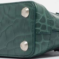 Balenciaga Green Croc Embossed Leather XXS Ville Satchel