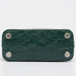 Balenciaga Green Croc Embossed Leather XXS Ville Satchel