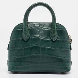 Balenciaga Green Croc Embossed Leather XXS Ville Satchel