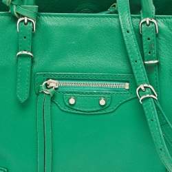 مملوكة مسبقًا Balenciaga Green Leather Mini Papier A4 Tote