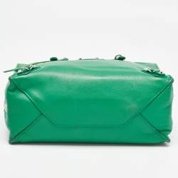 مملوكة مسبقًا Balenciaga Green Leather Mini Papier A4 Tote