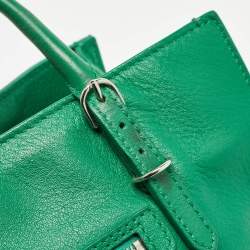 مملوكة مسبقًا Balenciaga Green Leather Mini Papier A4 Tote