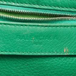 مملوكة مسبقًا Balenciaga Green Leather Mini Papier A4 Tote