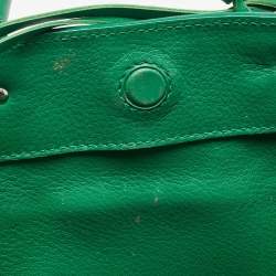 مملوكة مسبقًا Balenciaga Green Leather Mini Papier A4 Tote