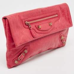 Balenciaga Dark Pink Leather RGH Envelope Clutch