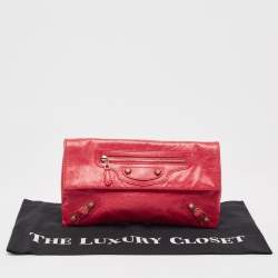 Balenciaga Dark Pink Leather RGH Envelope Clutch