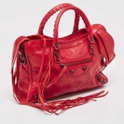 مملوكة مسبقًا حقيبة يد بالنسياغا أر أتش سيتي صغيرة كلاسيك طباعة شعار أول أوفر جلد أسود