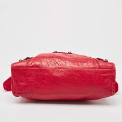 مملوكة مسبقًا حقيبة يد بالنسياغا أر أتش سيتي صغيرة كلاسيك طباعة شعار أول أوفر جلد أسود