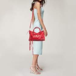 مملوكة مسبقًا حقيبة يد بالنسياغا أر أتش سيتي صغيرة كلاسيك طباعة شعار أول أوفر جلد أسود