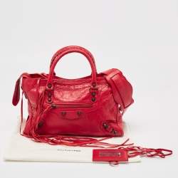 مملوكة مسبقًا حقيبة يد بالنسياغا أر أتش سيتي صغيرة كلاسيك طباعة شعار أول أوفر جلد أسود