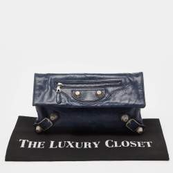 Pre Owned Balenciaga Blue Leather Giant 21 Envelope Clutch