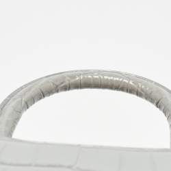 Pre Owned Balenciaga Grey Croc Embossed Leather XS Hourglass Top Handle Bag