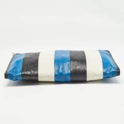 Pre Owned Balenciaga Tricolor Stripe Leather Bazar Pouch