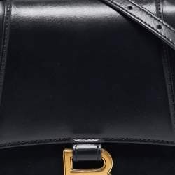 Balenciaga Black Leather Small Hourglass Top Handle Bag