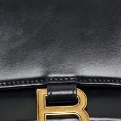 Balenciaga Black Leather Small Hourglass Top Handle Bag