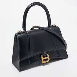 Balenciaga Black Leather Small Hourglass Top Handle Bag