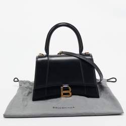 Balenciaga Black Leather Small Hourglass Top Handle Bag