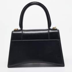 Balenciaga Black Leather Small Hourglass Top Handle Bag