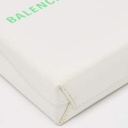Pre Owned Balenciaga White Logo Shopping Phone Holder Crossbody Bag 