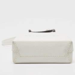 Pre Owned Balenciaga White Logo Shopping Phone Holder Crossbody Bag 