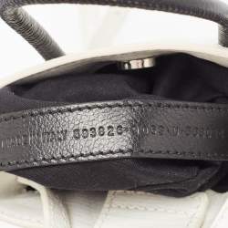Pre Owned Balenciaga White Logo Shopping Phone Holder Crossbody Bag 