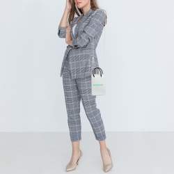 Pre Owned Balenciaga White Logo Shopping Phone Holder Crossbody Bag 