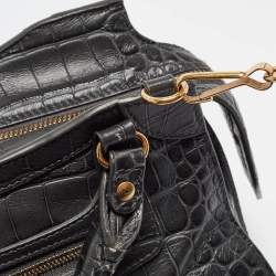 Balenciaga Dark Grey Croc Embossed Leather Neo Classic Bag