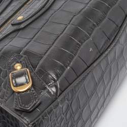 Balenciaga Dark Grey Croc Embossed Leather Neo Classic Bag