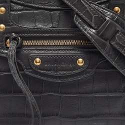 Balenciaga Dark Grey Croc Embossed Leather Neo Classic Bag