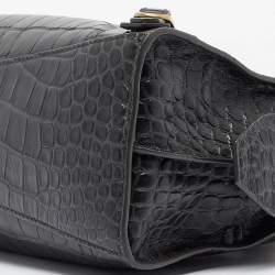 Balenciaga Dark Grey Croc Embossed Leather Neo Classic Bag