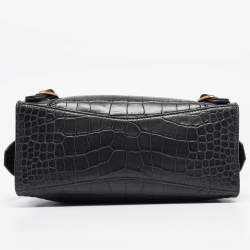 Balenciaga Dark Grey Croc Embossed Leather Neo Classic Bag