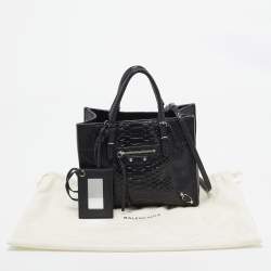 مملوكة مسبقًا Balenciaga Black Python Mini Papier A4 Tote