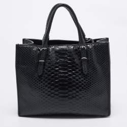 مملوكة مسبقًا Balenciaga Black Python Mini Papier A4 Tote