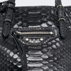 مملوكة مسبقًا Balenciaga Black Python Mini Papier A4 Tote