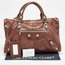 Pre Owned Balenciaga Brown Leather SGH Giant Work Bag