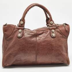Pre Owned Balenciaga Brown Leather SGH Giant Work Bag