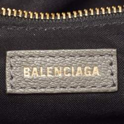 Pre Owned Balenciaga Grey Leather Mini Metallic Edge City Bag