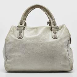Pre Owned Balenciaga Light Blue Leather GSH Mid Day Bag