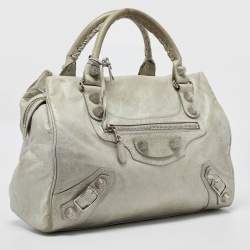 Pre Owned Balenciaga Light Blue Leather GSH Mid Day Bag