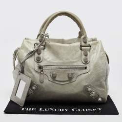 Pre Owned Balenciaga Light Blue Leather GSH Mid Day Bag