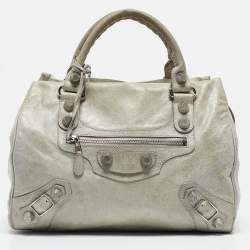 Pre Owned Balenciaga Light Blue Leather GSH Mid Day Bag