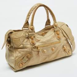 Pre Owned Balenciaga Latte Leather GGH Part Time Bag