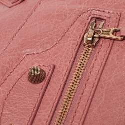 Pre Owned Balenciaga Pink Leather Motocross Flap Clutch