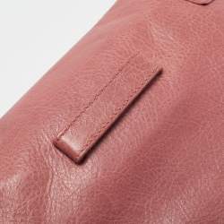 Pre Owned Balenciaga Pink Leather Motocross Flap Clutch
