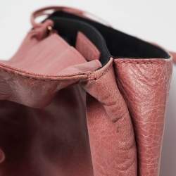 Pre Owned Balenciaga Pink Leather Motocross Flap Clutch