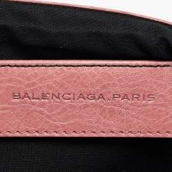 Pre Owned Balenciaga Pink Leather Motocross Flap Clutch