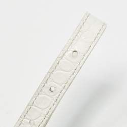 Pre Owned Balenciaga White Croc Embossed Leather XXS Ville Satchel