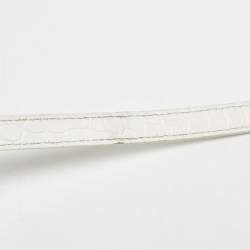 Pre Owned Balenciaga White Croc Embossed Leather XXS Ville Satchel